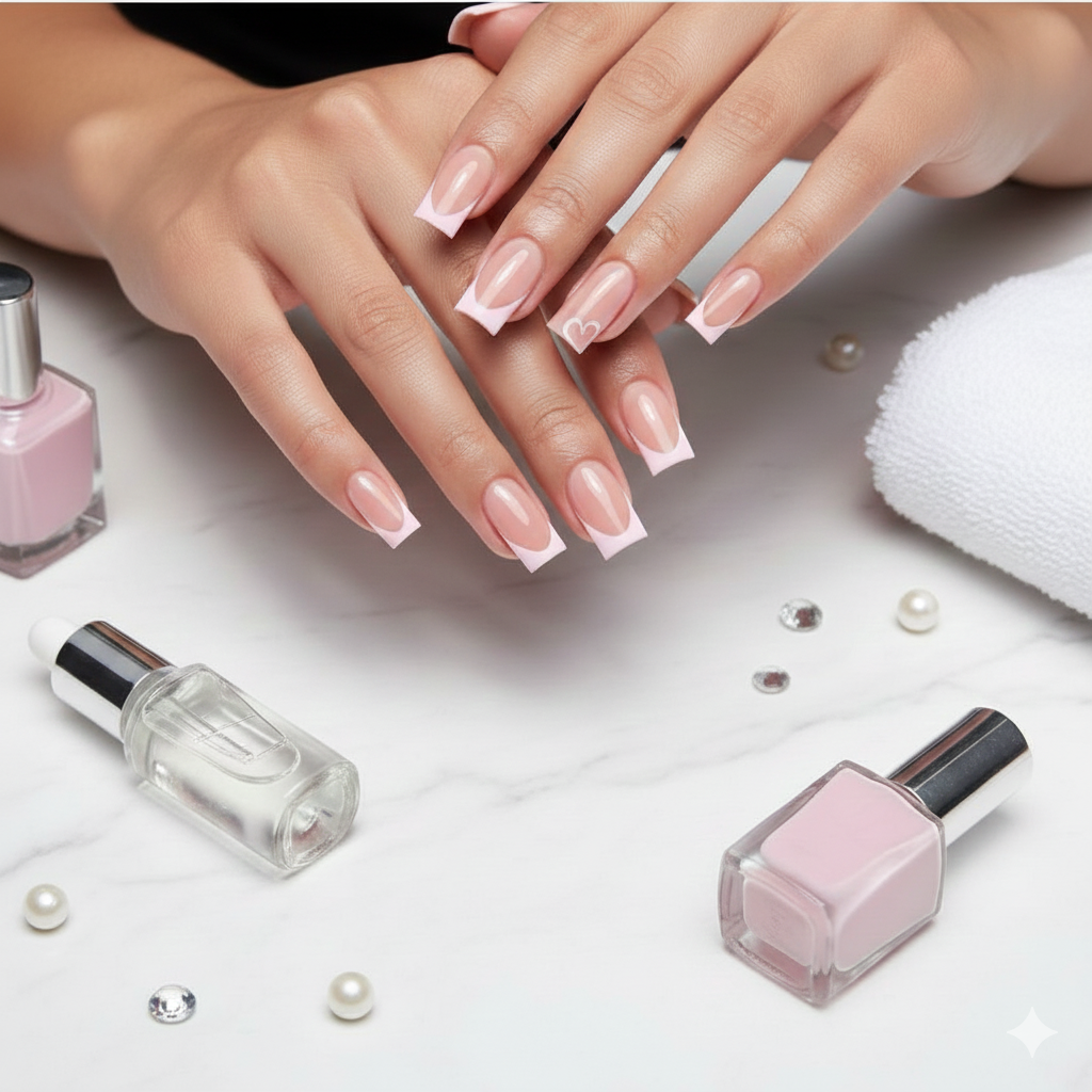 ONELINA™ – Ongles Babyboomer Carrés – Pose Rapide & Tenue 14 Jours